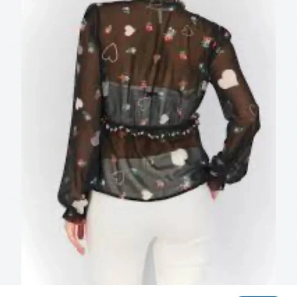 avec les filles floral heart blouse size medium - Picture 2 of 6